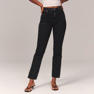 Abercrombie & Fitch Curve Love Ultra High Rise Ankle Straight Jeans in Black